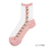 HANAE MORI/ハナエモリ HANAE MORI 福助 【ハナエモリ】 靴下 シアー サイド花柄 クルー丈 (3103－234)婦人 女性 レディース フクスケ fukuske/507952070