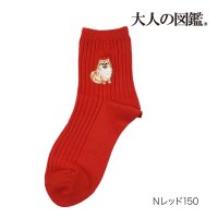 Universal/フクスケ fukuske 福助 【大人の図鑑】 靴下 ポメラニアン編 無地 リブ ワンポイント刺繍 ショート丈 ポメラニアン(3182－09N)婦人 女性 レデ/507952084