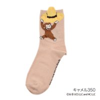 Universal/フクスケ fukuske 福助 【おさるのジョージ】 靴下 部分ブークレ クルー丈 おさるのジョージ(351－15P3)婦人 レディース フクスケ fukusk/507952106