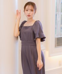 Retica/レティカ Retica ワンカラースクエアネックフリル5部袖ワイドパンツ結婚式パーティードレス/507953106