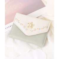 Lace Ladies/レースレディース Lace Ladies フラワー モチーフ付き レザー調 三つ折り 財布/507954027