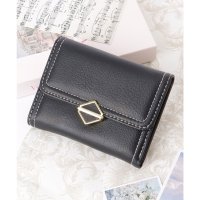 Lace Ladies/レースレディース Lace Ladies スクエア モチーフ付き レザー調 ステッチ 三つ折り財布/507954029