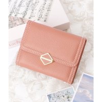 Lace Ladies/レースレディース Lace Ladies スクエア モチーフ付き レザー調 ステッチ 三つ折り財布/507954029