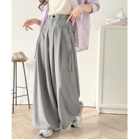 Classical Elf/クラシカルエルフ Classical Elf 動くたび軽やか美シルエット。サイドリボン付き3タックハイウエストワイドパンツ/507954055