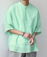 SHIPS any MEN/SHIPS any: ピュアリネン バンド スキッパー ハーフスリーブ プルオーバー シャツ 25SS◆/505999170