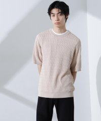 NANO universe/柄編みクルーネックニット 半袖/507838799