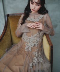 RUIRUE BOUTIQUE/ルイルエブティック RUIRUE BOUTIQUE モチーフレース付きラメドットチュールフレアワンピースドレス/507895121