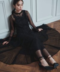 RUIRUE BOUTIQUE/ルイルエブティック RUIRUE BOUTIQUE モチーフレース付きラメドットチュールフレアワンピースドレス/507895121