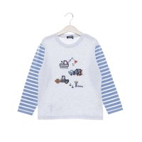 kladskap/クレードスコープ kladskap 働く車アップリケ袖ボーダー長袖Tシャツ/507953763