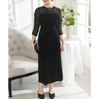Lace Ladies/レースレディース Lace Ladies ベロア ドッキング シアー シャーリング ワンピース/507954022