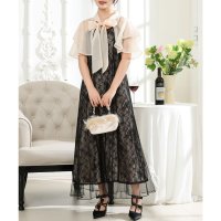 Lace Ladies/レースレディース Lace Ladies 【2点セット】ボウタイ シアー ボレロ付き 総レース ワンピース/507954023