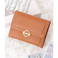 Lace Ladies/レースレディース Lace Ladies スクエア モチーフ付き レザー調 ステッチ 三つ折り財布/507954029