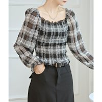 Lace Ladies/レースレディース Lace Ladies 2WAY チェック柄 シャーリング クロップド トップス/507955268