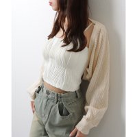 Lace Ladies/レースレディース Lace Ladies ソリッドカラー メッシュ ニット ボレロ カーディガン/507955281