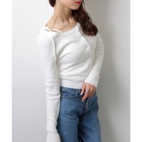 Lace Ladies/レースレディース Lace Ladies ソリッドカラー ショルダーリボン クロップド 長袖 トップス/507955284