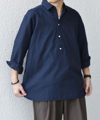 SHIPS any MEN/SHIPS any:〈洗濯機可能〉コットン/リネン 7分袖  スキッパー プルオーバー シャツ 25SS◆/507957084