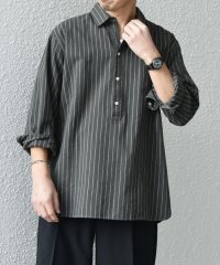 SHIPS any MEN/SHIPS any:〈洗濯機可能〉コットン/リネン 7分袖  ストライプ スキッパー プルオーバー シャツ◇/507957089