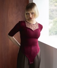 MAISON BREEZE reveur/メゾンブリーズレヴール MAISON BREEZE reveur lace switching rib bodysuit tops/507958350