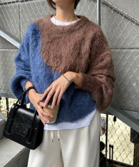 and　Me.../アンドミー andme 配色 シャギー 起毛 ショート丈 ニット トップス/507958529