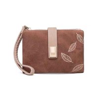 Lace Ladies/レースレディース Lace Ladies ストラップ付き スエード調 リーフ柄 二つ折り 財布/507958661