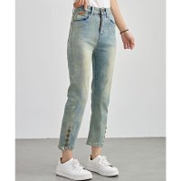 Lace Ladies/レースレディース Lace Ladies ハイウエスト サイドボタン 9分丈 デニム パンツ/507958729