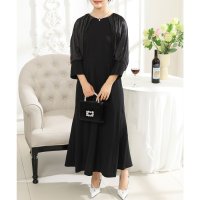 Lace Ladies/レースレディース Lace Ladies バルーン袖 サテン ドッキング マキシ ワンピース/507958767