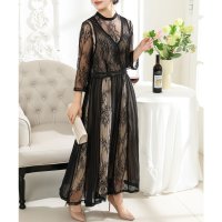 Lace Ladies/レースレディース Lace Ladies プリーツ ドッキング フェイクレイヤード シアー ワンピース/507958769