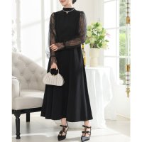 Lace Ladies/レースレディース Lace Ladies プチハイネック レース ドッキング ロング ワンピース/507958777
