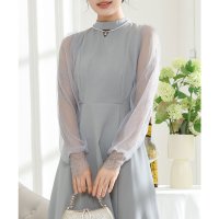 Lace Ladies/レースレディース Lace Ladies プチハイネック レース ドッキング ロング ワンピース/507958777