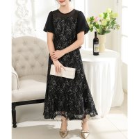 Lace Ladies/レースレディース Lace Ladies レース ドッキング タック ロング ワンピース/507958782