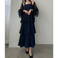 Louere/ルエレ Louere Louere 【薄くて軽いジョーゼット生地】フリルティアードキャミワンピース【一部ペチスカートSET】/507959022