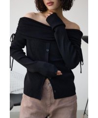 AZUL by moussy/ギャザーオフショルダーニットトップス/507959991