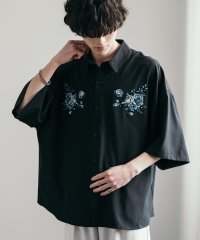 Rocky Monroe/ロッキーモンロー Rocky Monroe 接触冷感 ビッグシャツ フラワー刺繍 半袖 ストレッチ メンズ レディース とろみ オーバーサイズ ビッグシルエット/507963403