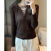 miniministore/ミニミニストア miniministore Vネックレースアップ 薄手長袖 トップス/507963487