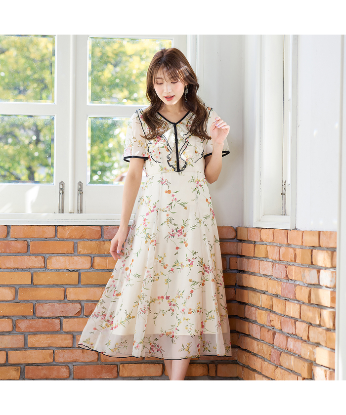 美品 大きいサイズ ローズティアラ シフォン プリーツ ブラウス Rose Tiara with LIBERTY FABRICS
