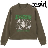 X-girl/エックスガール X－girl STAR AND FACE LOGO FADED L/S TEE OLIVE [105251011007 SS25]/507965237