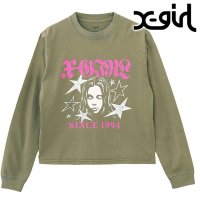 X-girl/エックスガール X－girl STAR AND FACE LOGO FADED L/S TEE OLIVE [105251011007 SS25]/507965237
