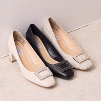 HIMIKO/ヒミコ 卑弥呼 スクエアバックルチャンキーヒールパンプス/643103/506890731
