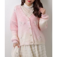 Lace Ladies/レースレディース Lace Ladies パールボタン バタフライ ビジュー ニット カーディガン/507965625