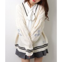 Lace Ladies/レースレディース Lace Ladies スター パッチ 長袖 ケーブル ニット カーディガン/507965627