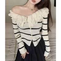 Lace Ladies/レースレディース Lace Ladies ダブル フリル 長袖 ニット カーディガン/507965639