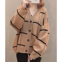 Lace Ladies/レースレディース Lace Ladies 配色 チェック Vネック ニット カーディガン/507965645