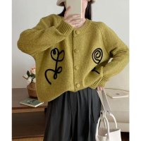 Lace Ladies/レースレディース Lace Ladies ボタニカル モチーフ付き 長袖 ニット カーディガン/507965649