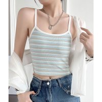 Lace Ladies/レースレディース Lace Ladies マルチボーダー カップ付き コンパクト リブ キャミソール/507965663