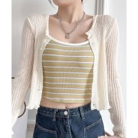 Lace Ladies/レースレディース Lace Ladies マルチボーダー カップ付き コンパクト リブ キャミソール/507965663