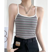 Lace Ladies/レースレディース Lace Ladies マルチボーダー カップ付き コンパクト リブ キャミソール/507965663