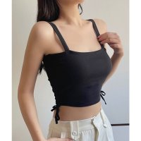 Lace Ladies/レースレディース Lace Ladies ソリッドカラー サイド シャーリング カップ付き キャミソール/507965670