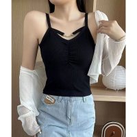 Lace Ladies/レースレディース Lace Ladies ソリッドカラー フロント ギャザー Vネック キャミソール/507965690