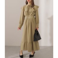Lace Ladies/レースレディース Lace Ladies ビッグカラー ウエスト ギャザー フリル マキシ ワンピース/507965711