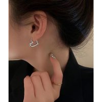 Lace Ladies/レースレディース Lace Ladies メタリック ミニマル ハート フープ ピアス/507965735